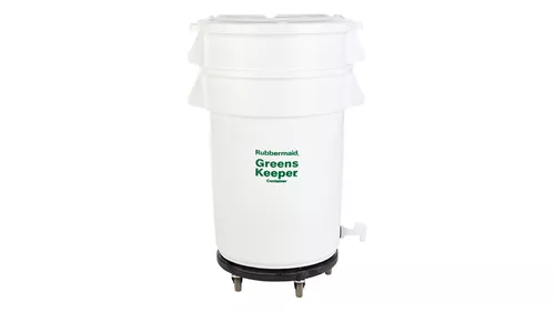 Contenedor BRUTE® GreensKeeper® 121 Litros con Tapa y Plataforma Rodante Rubbermaid Commercial FG263600WHT