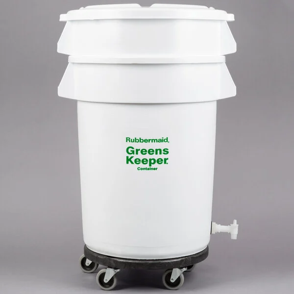 Contenedor BRUTE® GreensKeeper® 121 Litros con Tapa y Plataforma Rodante Rubbermaid Commercial FG263600WHT