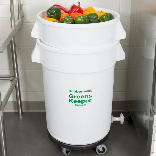 Contenedor BRUTE® GreensKeeper® 121 Litros con Tapa y Plataforma Rodante Rubbermaid Commercial FG263600WHT