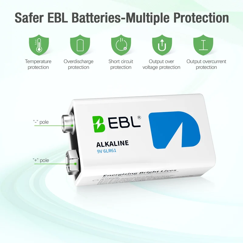 EBL 9V 6LR61 Alkaline Non-rechargeable Battery 600mAh