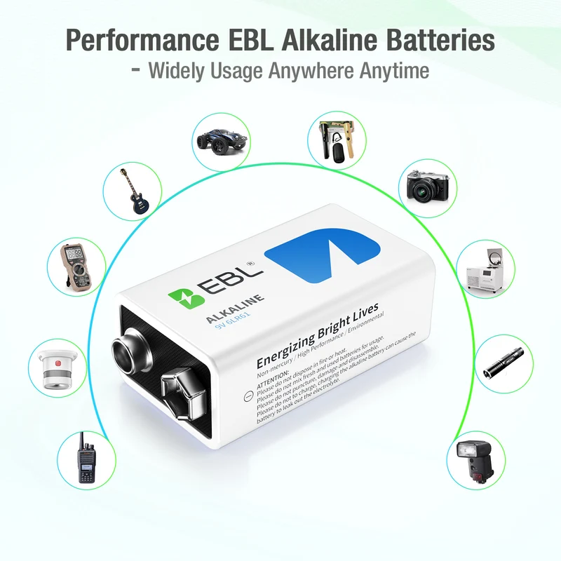 EBL 9V 6LR61 Alkaline Non-rechargeable Battery 600mAh