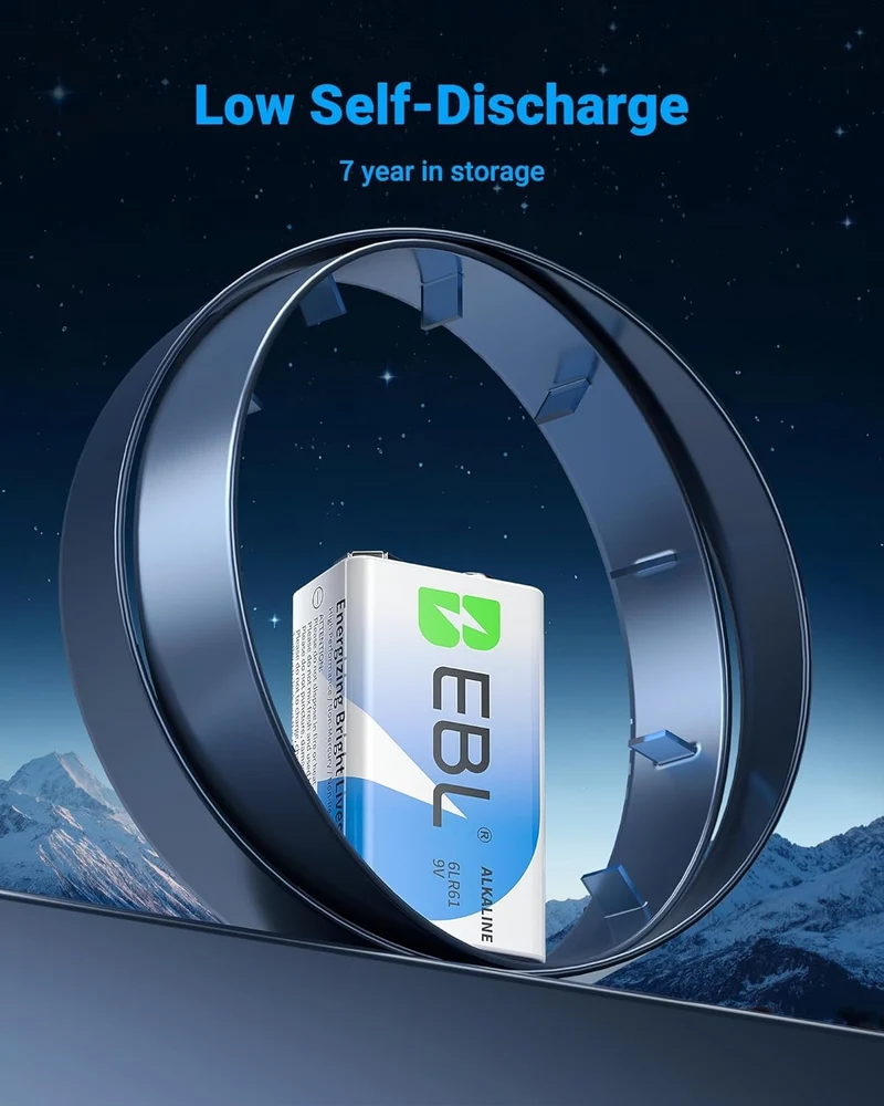 👻 Boo!EBL 9V 6LR61 Alkaline Batteries, Non-Rechargeable for Smoke Detectors & Multimeters