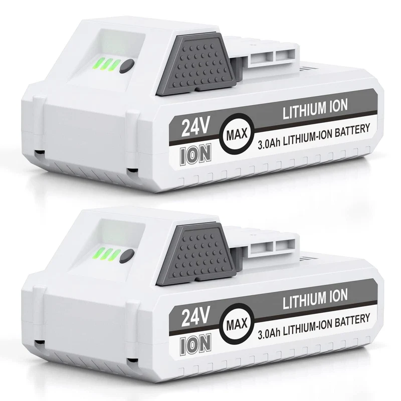 2 Packs 24V 3000mAh Replacement Battery for Snow Joe+Sun Joe