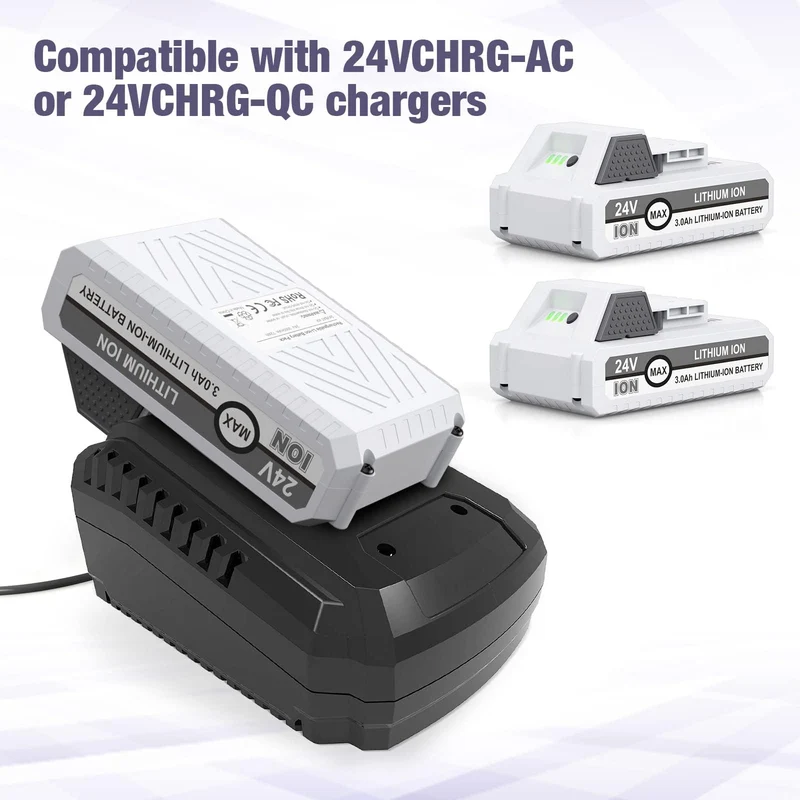 2 Packs 24V 3000mAh Replacement Battery for Snow Joe+Sun Joe