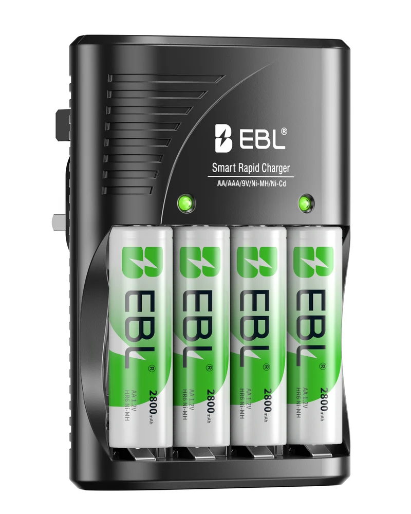 EBL Universal Smart Battery Charger Kit with AA AAA and 9V Rechargeable Batteries (4 AA, 4 AAA and 2 9V) for Camera Flashlight Remote Control Xbox Controller Toys and Household Devices