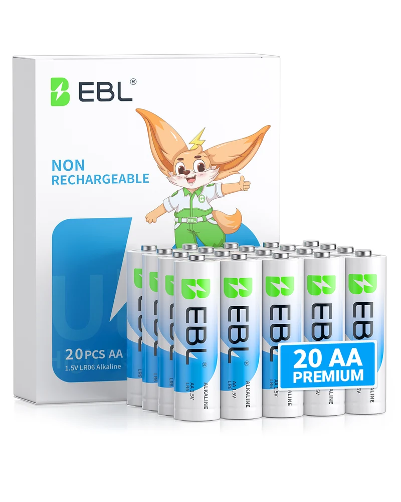 EBL AA Batteries 20 Pack 1.5V Alkaline Double A Batteries