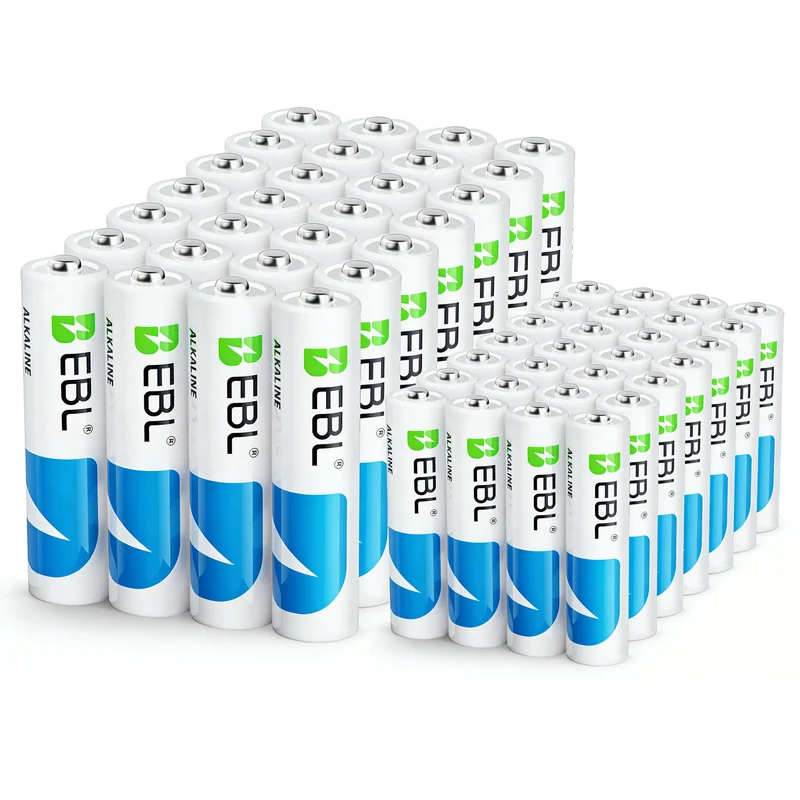 EBL 56-Pack Alkaline AA AAA Batteries, Includes 28 AA and 28 AAA