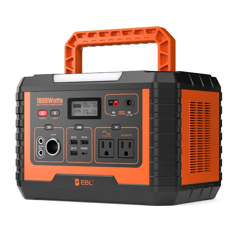 EBL 1000W Portable Power Station Voyager, 999Wh Solar Generator with AC Outlets, USB-C PD & Pure Sine Wave for Camping, RV, Power Outages & Off-Grid Living
