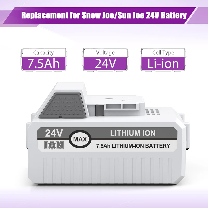 LORDONE 24V 7500mAh Li-ion Replacement Battery for Sun Joe & Snow Joe