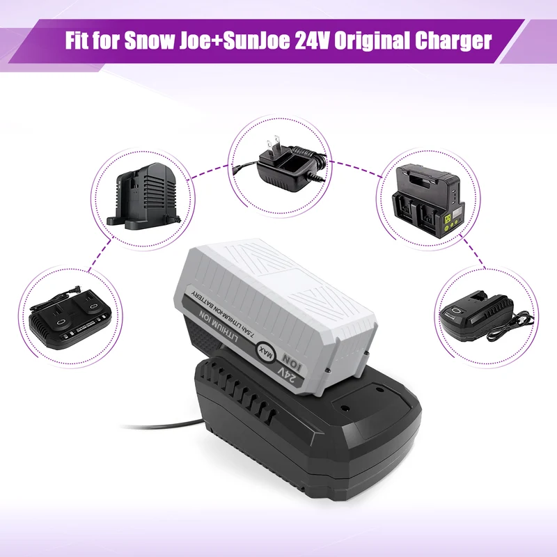 LORDONE 24V 7500mAh Li-ion Replacement Battery for Sun Joe & Snow Joe