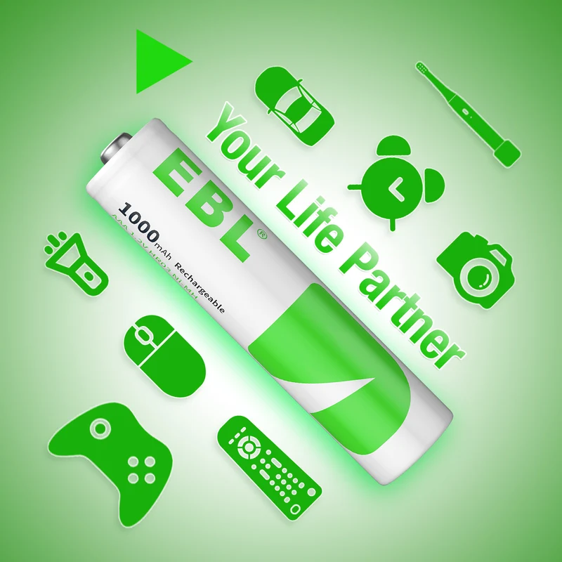 EBL AAA Rechargeable Ni-Mh Batteries 1000mAh