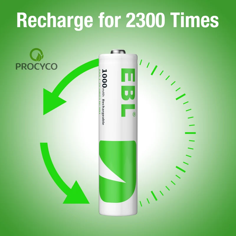 EBL AAA Rechargeable Ni-Mh Batteries 1000mAh