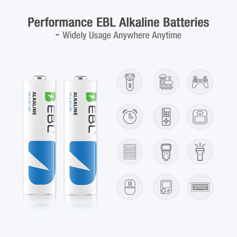 EBL AA Alkaline Batteries, 1.5V Non-Rechargeable Double A Batteries