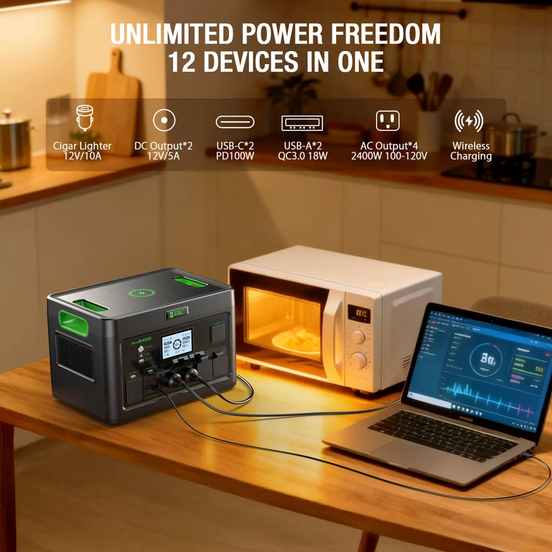 EBL 2400W Portable Power Station, High-Capacity Solar Generator & Battery Backup for Home Emergency, Camping, RV, Off-Grid Living and Outdoor Adventures