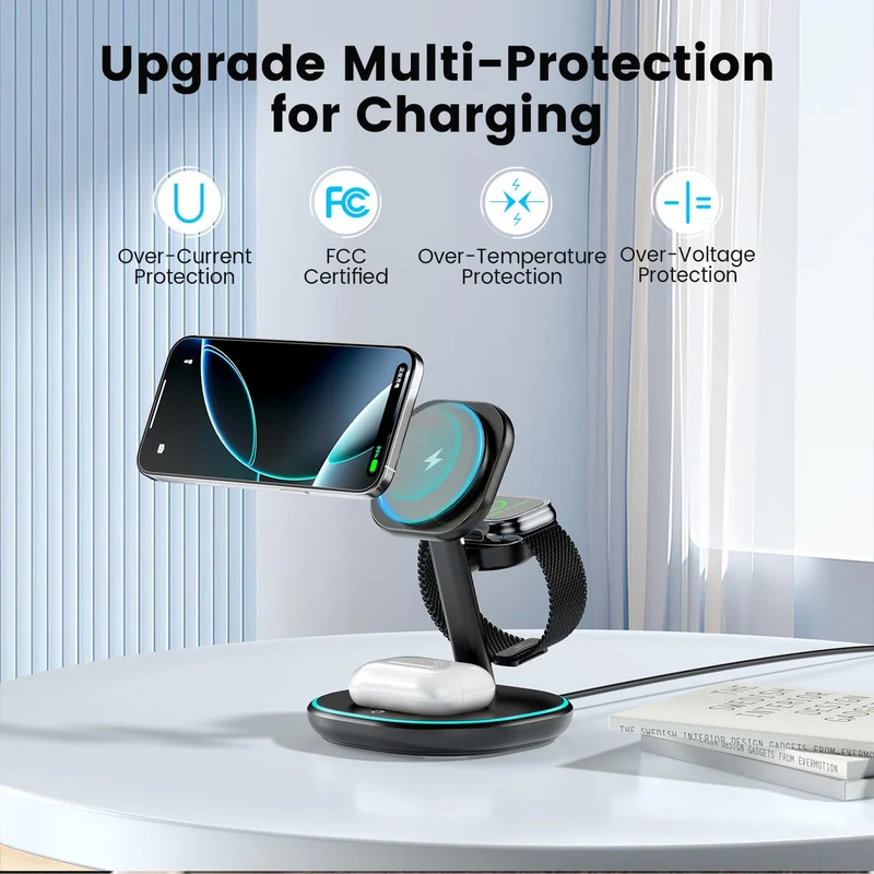 3-in-1 2X Faster 15W Wireless Charging Station for iPhone 16/15/14/13/12