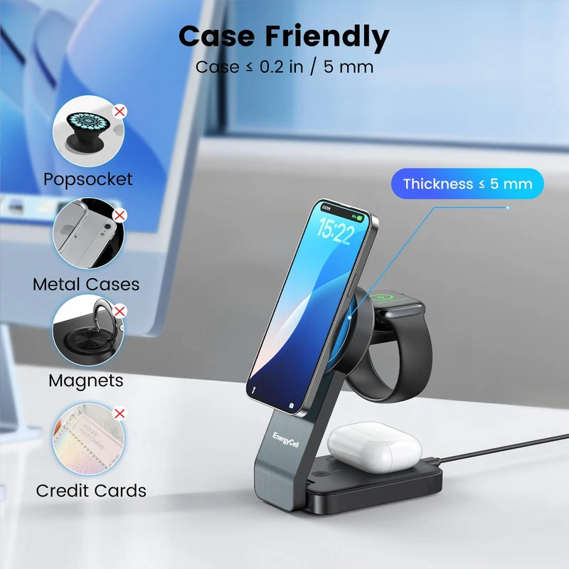 3 in 1 MagSafe 15W Wireless Charging Station for Apple Devices