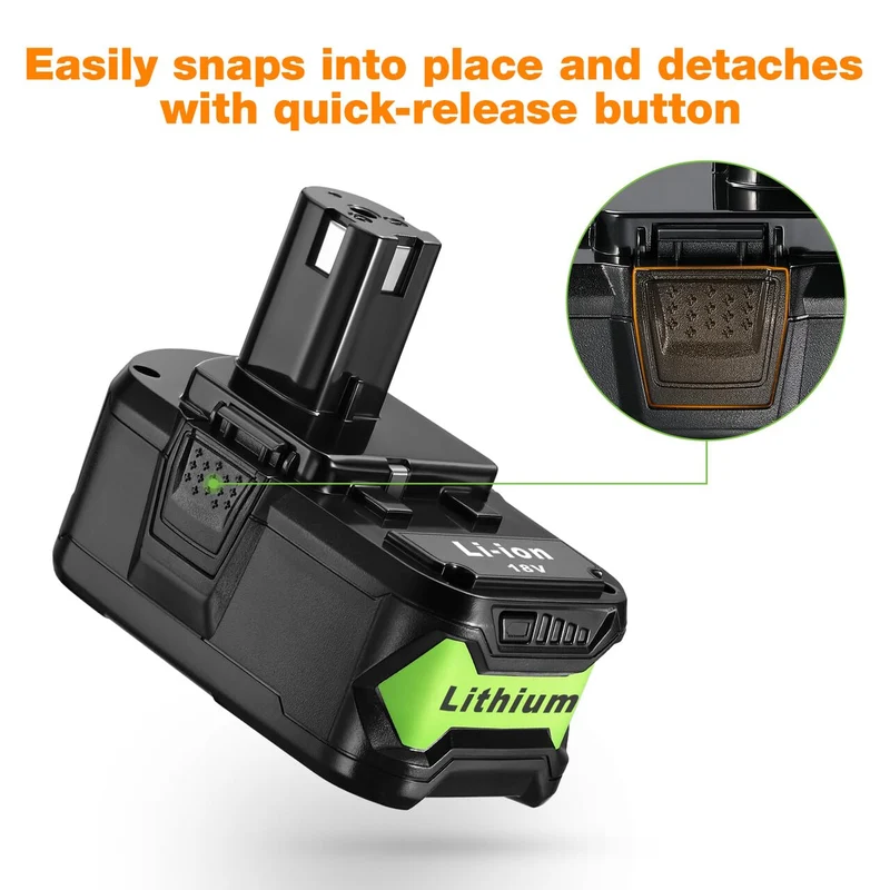 2 Pack 6500mAh Replacement for Ryobi 18V Battery