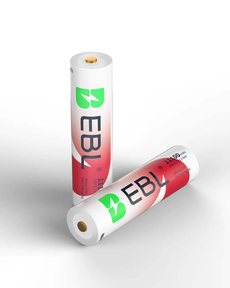 EBL 2-Pack 3.7V 18650 USB Rechargeable Li-ion Batteries 11100mWh for Flashlights, Headlamps & Doorbells