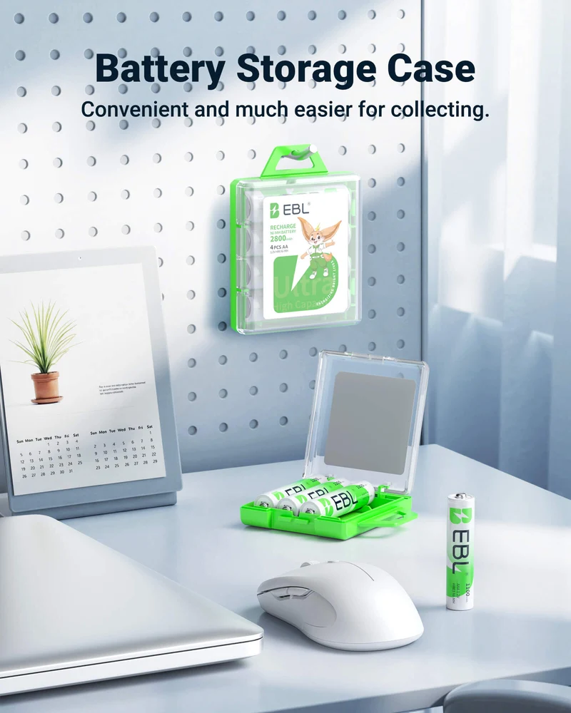 EBL Rechargeable AA AAA Batteries with 8 Bay Individual Battery Charger