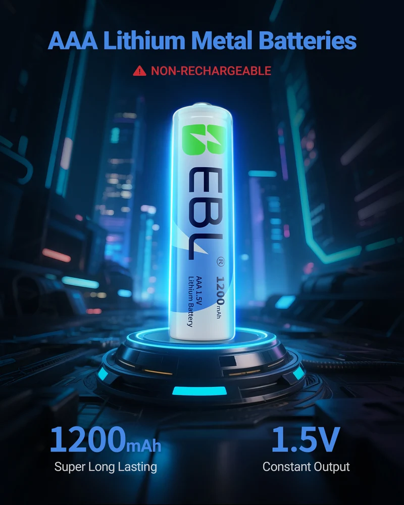 EBL 1200mAh AAA Lithium Batteries, 1.5V Long-Lasting Non-Rechargeable Triple A Batteries for Cameras, Flashlights, Remote Controls, Toys & Smart Home Devices