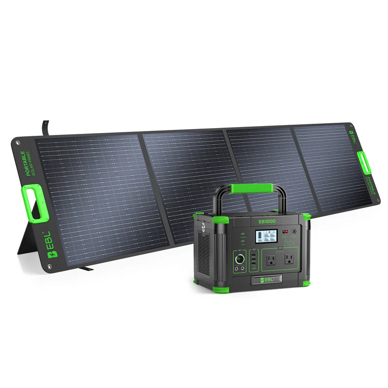 EBL 1000W Portable Power Station with 200W Solar Panel Bundle, 999Wh Solar Generator for Home Backup, Camping, RV, Emergency Power, Off-Grid Living & Outdoor Adventures