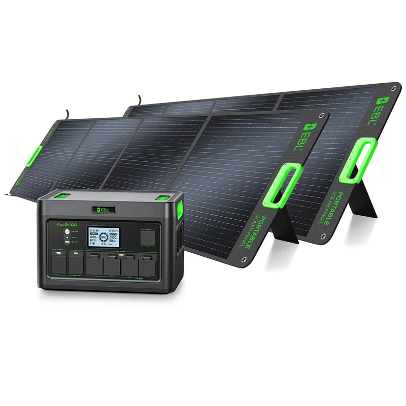 EBL 2400W Portable Power Station with 2×200W Solar Panels, Solar Generator Kit for Home Backup, RV Camping, Emergency Power, Off-Grid & Outdoor Adventures