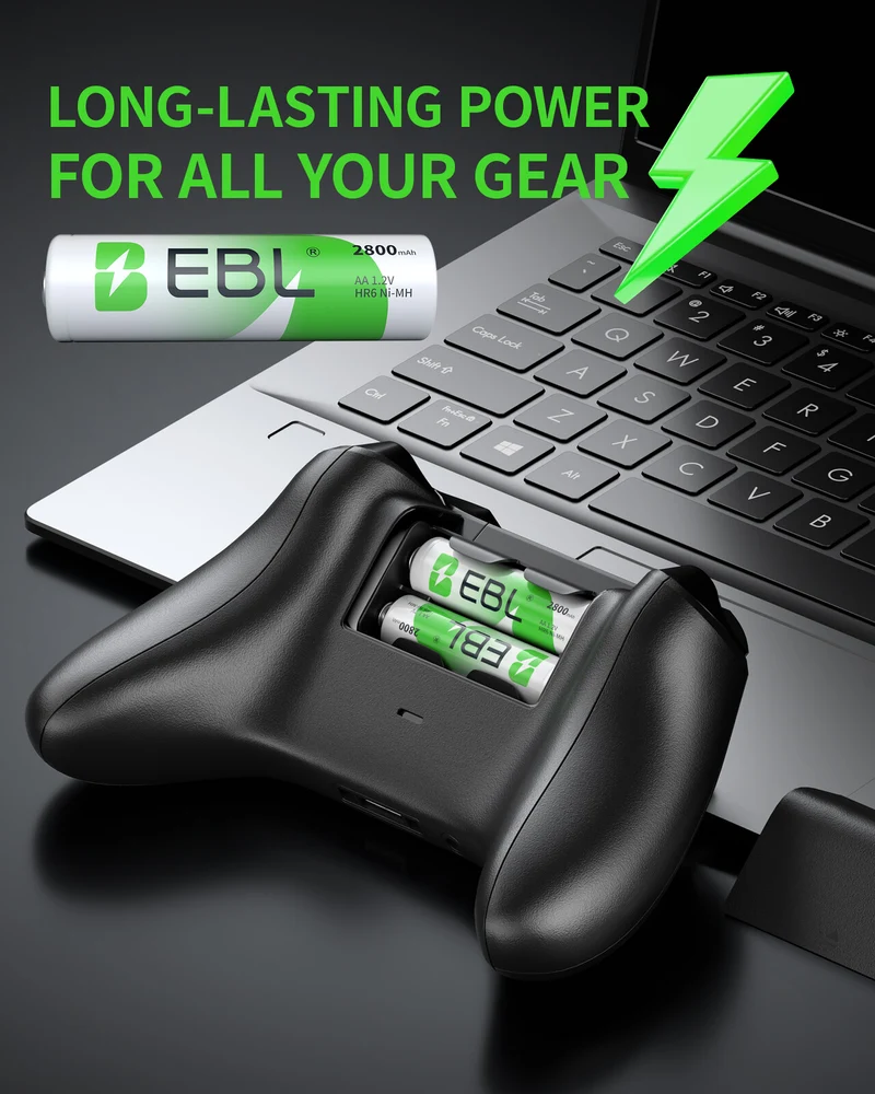 EBL AA Rechargeable Batteries 2800mAh Ready 2 Charge Quality AA Batteries - 16 Counts