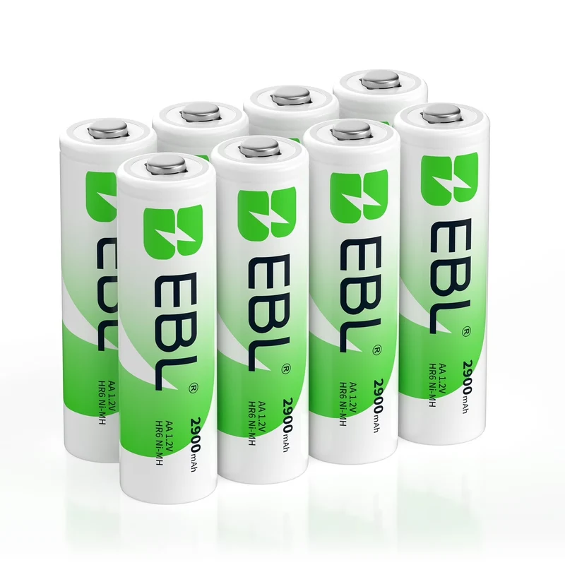 EBL AA Rechargeable Batteries, 2900mAh High Capacity Batteries 1.2V NiMH Low Self Discharge, Pack of 8