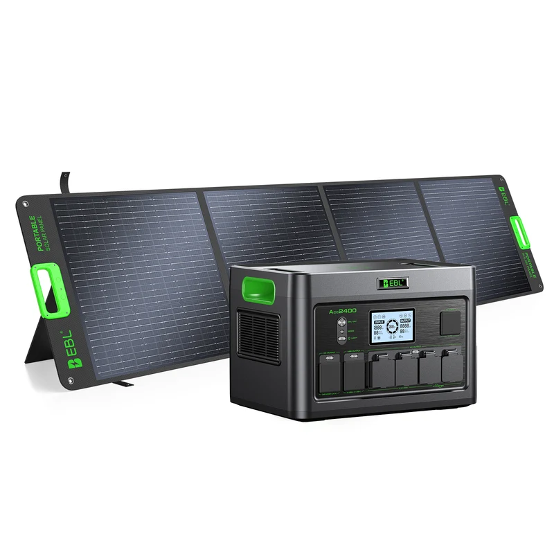 EBL 2400W Portable Power Station with 200W Solar Panel, Solar Generator Kit for Home Backup, RV Camping, Emergency Power, Off-Grid & Outdoor Adventures