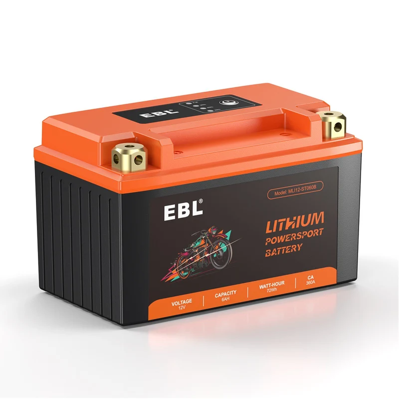EBL 12V 6Ah LiFePO4 Motorcycle Battery, 180 CCA 360 CA Lithium Starter Battery, YTX7A-BS Replacement for ATV, UTV, Motocross, Dirt Bike, Snowmobile & Jet Ski