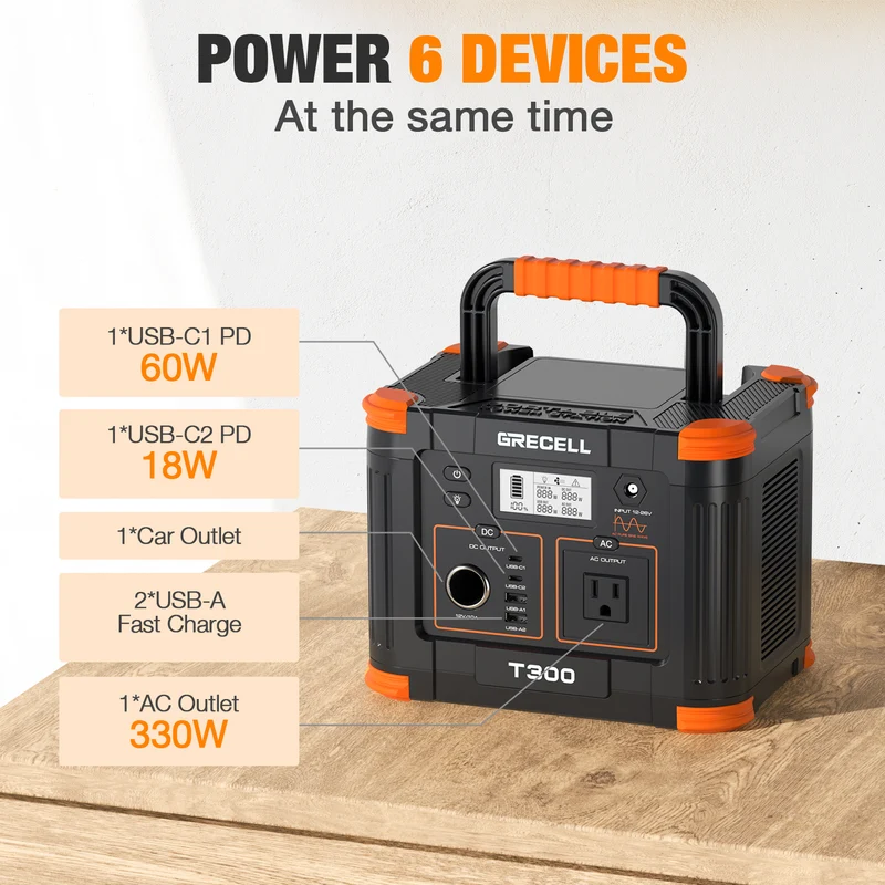 300W Portable Power Station 230.88Wh – Solar Generator with 60W USB-C PD, 110V AC Outlet for Camping, RV, Travel & Home Backup