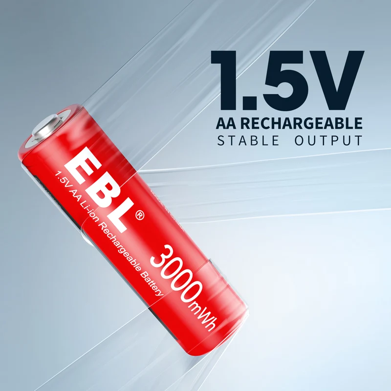 EBL 1.5V Rechargeable Lithium AA AAA Batteries with 8-Bay Charger for Toys, Remotes & Game Controllers