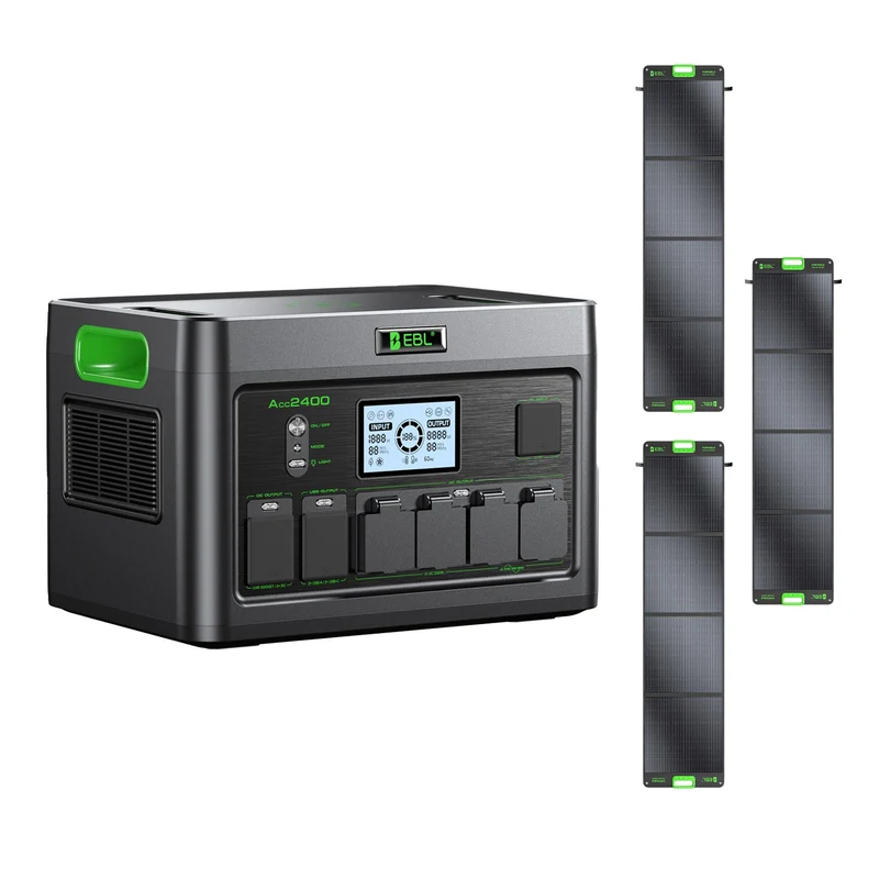 EBL 2400W Portable Power Station LiFePO4 Battery,1843.2Wh Solar Generator,Home Battery Backup,12 Outlets(2400W AC Outlets), USB-C PD 100W,2Hrs Quick Charge,Home Emergency, RV Trip