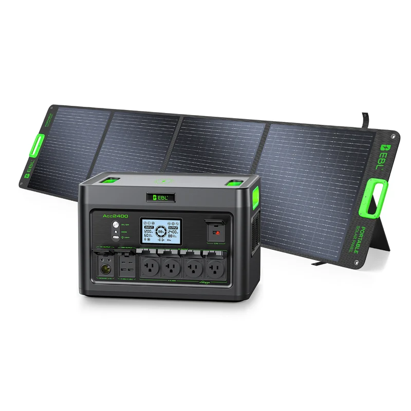EBL 2400W Portable Power Station LiFePO4 Battery,1843.2Wh Solar Generator,Home Battery Backup,12 Outlets(2400W AC Outlets), USB-C PD 100W,2Hrs Quick Charge,Home Emergency, RV Trip