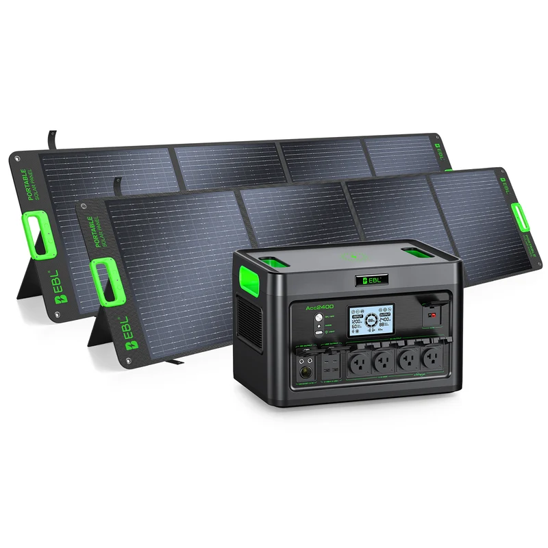 EBL 2400W Portable Power Station LiFePO4 Battery,1843.2Wh Solar Generator,Home Battery Backup,12 Outlets(2400W AC Outlets), USB-C PD 100W,2Hrs Quick Charge,Home Emergency, RV Trip