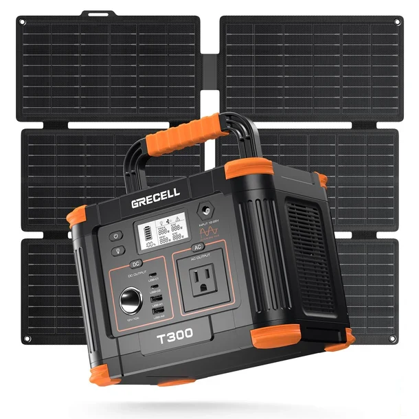 Grecell Portable Power Station 330W with 40W Solar Panel
