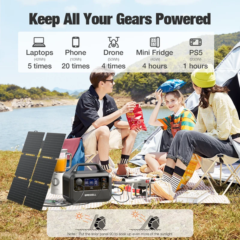 300W Solar Generator with 40W Solar Panel, 230Wh LiFePO4 Portable Power Station, 60W USB-C PD, AC Outlet for Camping, RV, Travel, Emergency Home Backup & Off-Grid Power