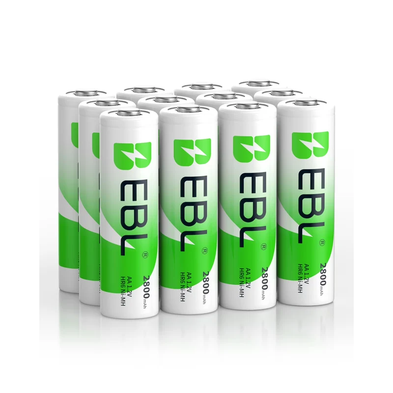 EBL Rechargeable AA Batteries, 2800mAh NiMH Precharged Home Basic Double A Battery Count 12