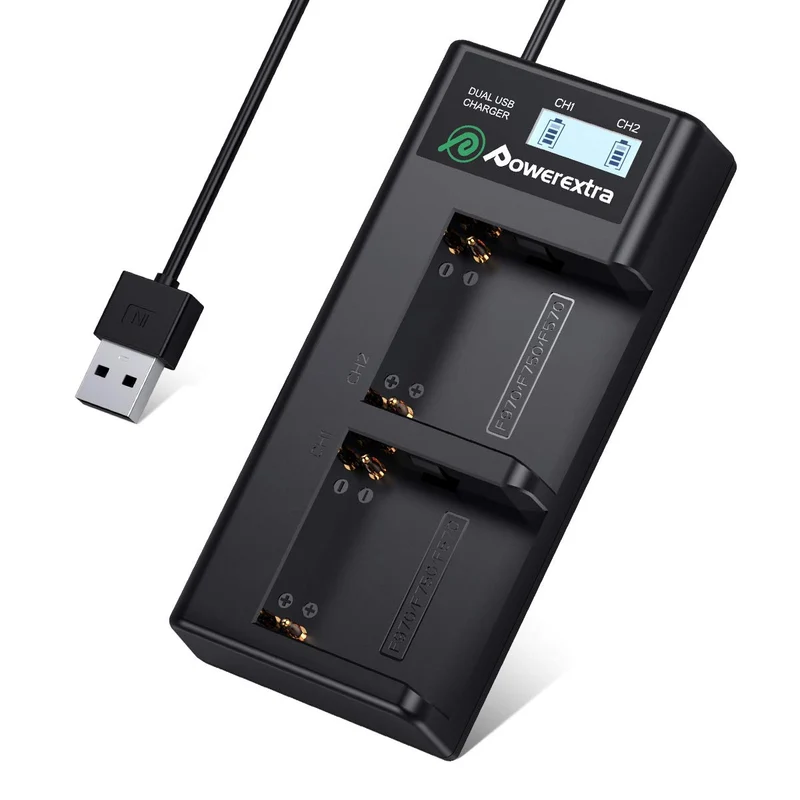 Dual Battery Charger with USB LCD Display for Sony