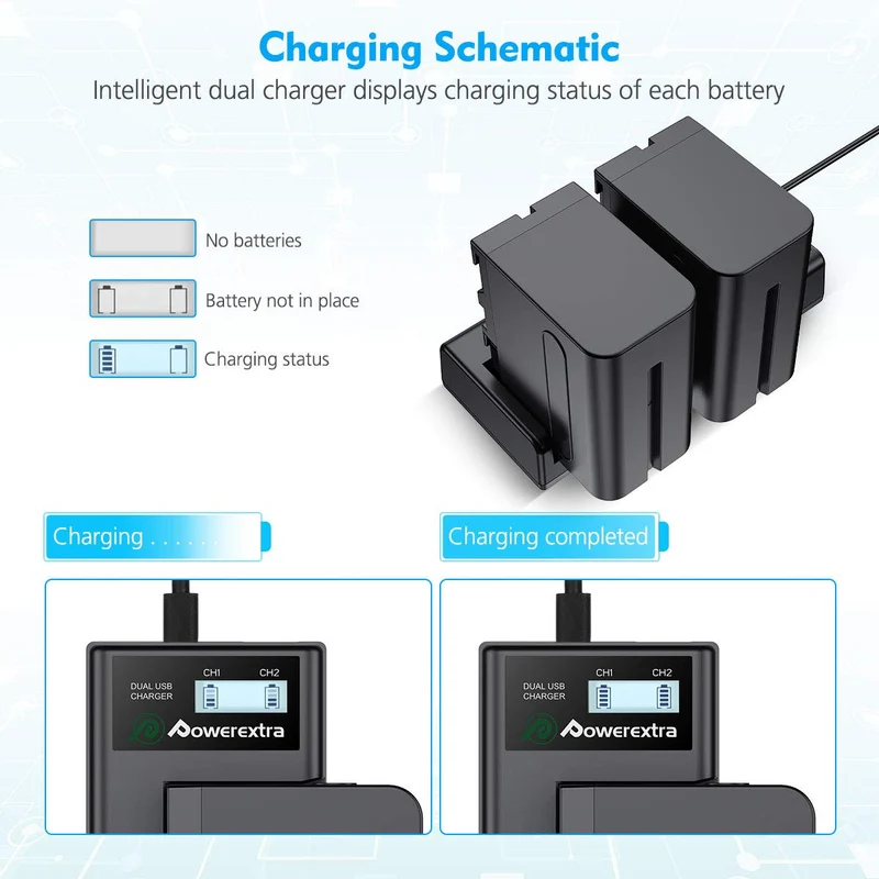 Dual Battery Charger with USB LCD Display for Sony