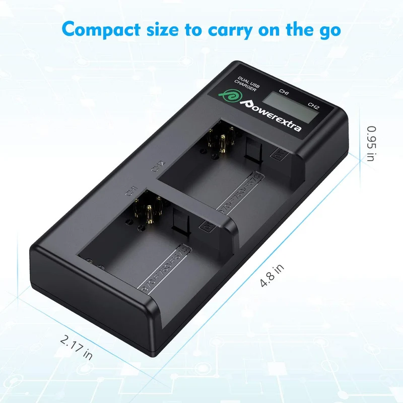 Dual Battery Charger with USB LCD Display for Sony