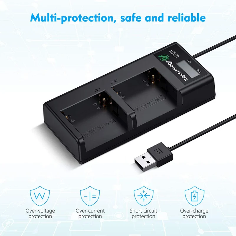 Dual Battery Charger with USB LCD Display for Sony