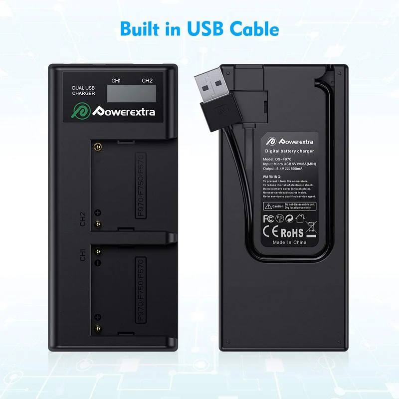 Dual Battery Charger with USB LCD Display for Sony