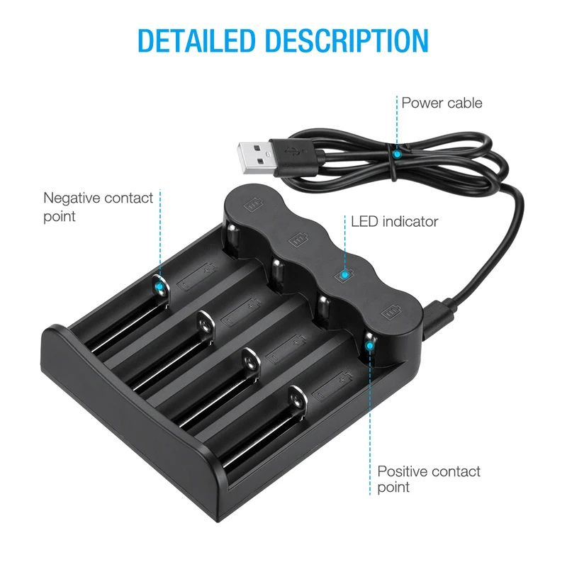 【UK】Li-ion Battery Charger for 10440 14500 16340 26650 Rechargeable Battery