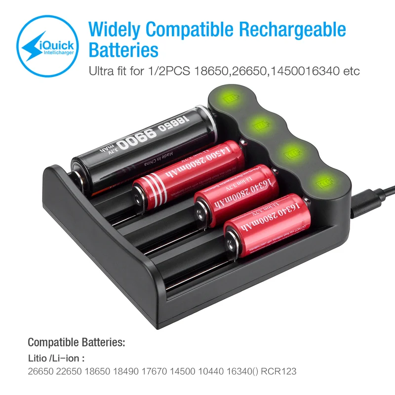 【UK】Li-ion Battery Charger for 10440 14500 16340 26650 Rechargeable Battery
