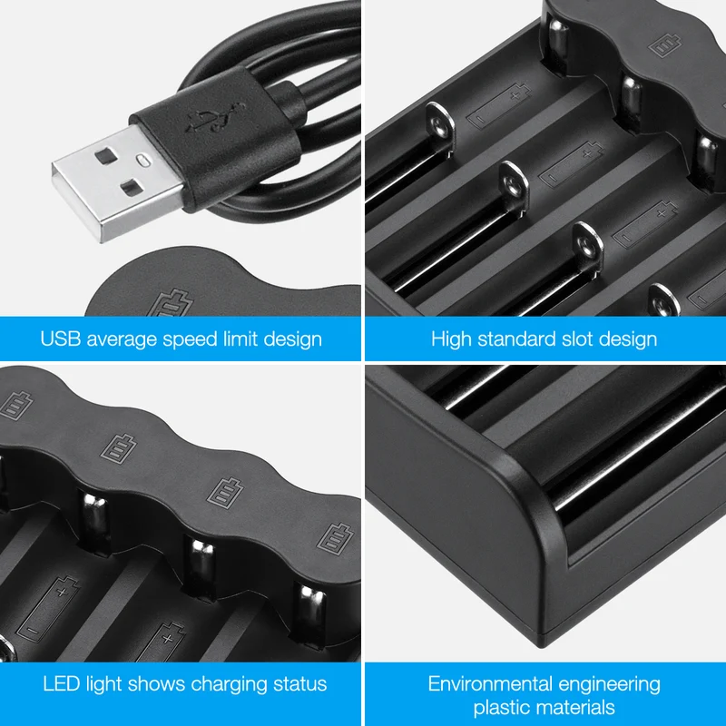 【UK】Li-ion Battery Charger for 10440 14500 16340 26650 Rechargeable Battery