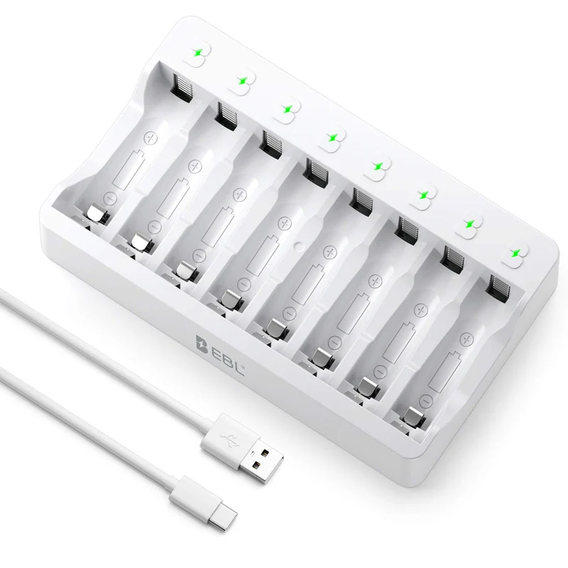 EBL 8 Bay AA AAA Battery Charger for NiMH NiCD Rechargeable Batteries