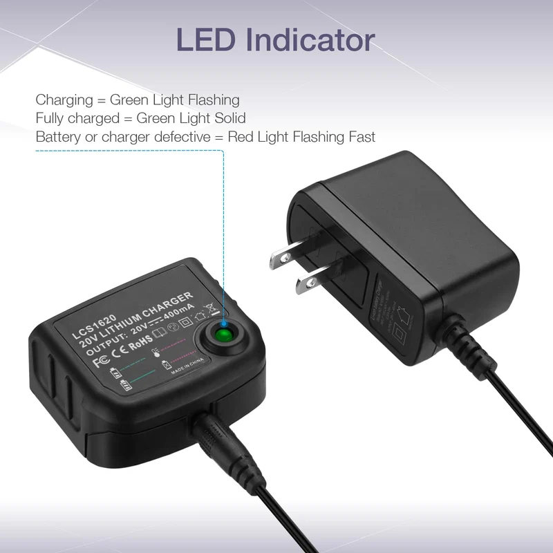 Replacement 3.0Ah 20V Battery wtih Charger for Black & Decker