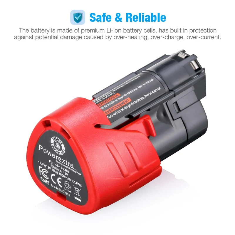 2 Pack Lithium-ion Replacement Battery for Milwaukee