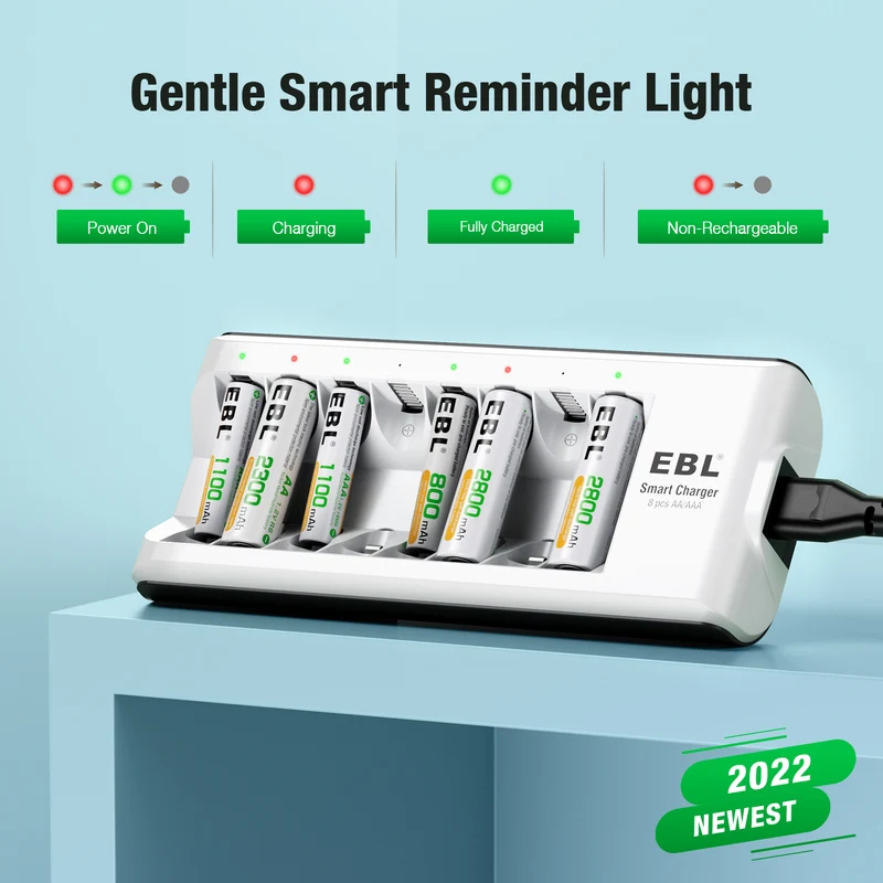 【UK】EBL AA Batteries with Upgraded 808 Individual Charger